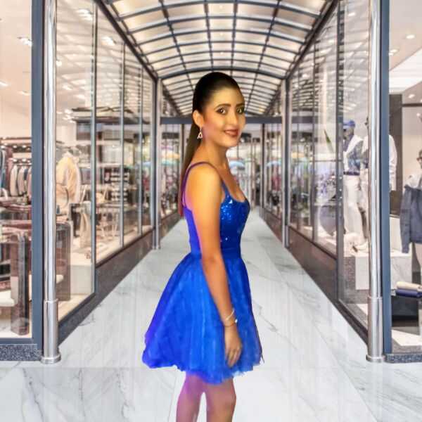 Vestido Casual Corte Princesa Azul Rey